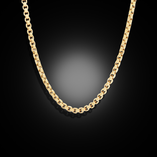 14K Yellow Gold Box Link Necklace