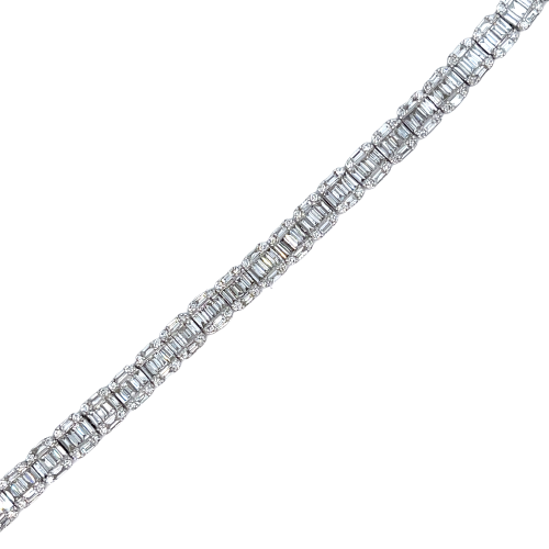 14K White Gold Emerald Shape Tennis Bracelet 5.81ct
