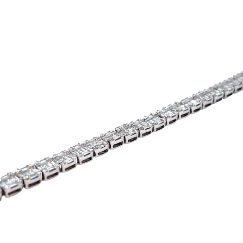 14K White Gold Emerald Shape Tennis Bracelet 5.81ct
