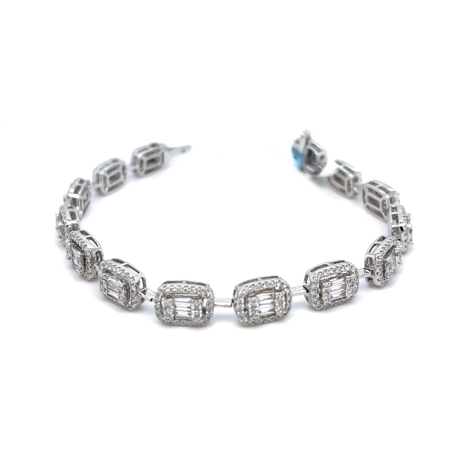 14K White Gold Emerald Shape Tennis Bracelet 3.72ct
