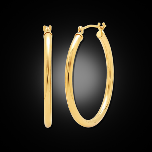 14K Gold Polished Hoops 3.0MM