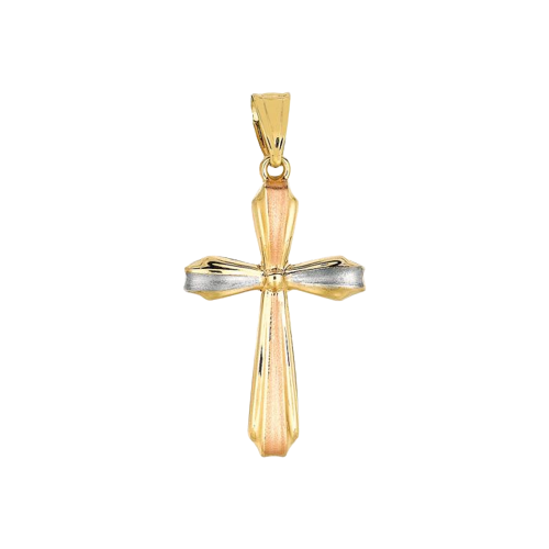14K Gold Vintage Cross Tri-Tone