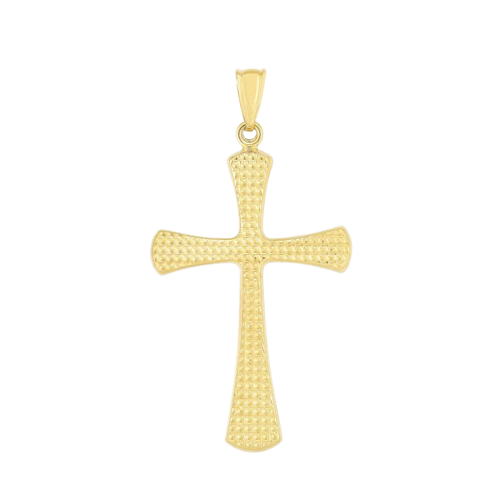 14K Gold Large Diamond Cut Cross