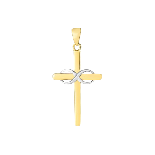 14K Two-tone Cross Pendant