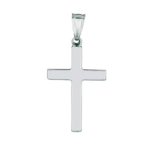 14K White Gold Flat Cross