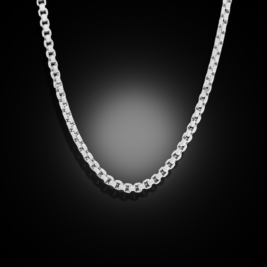 14K White Gold Box Link Necklace