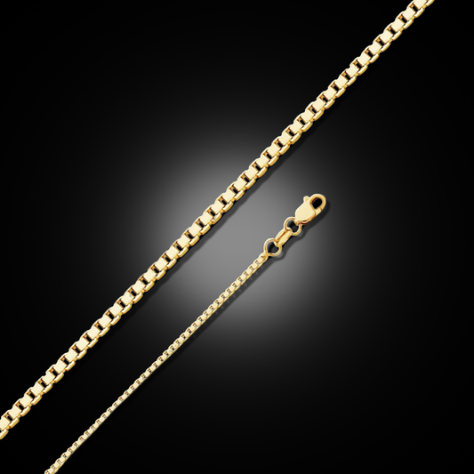 14K Yellow Gold Box Link Necklace